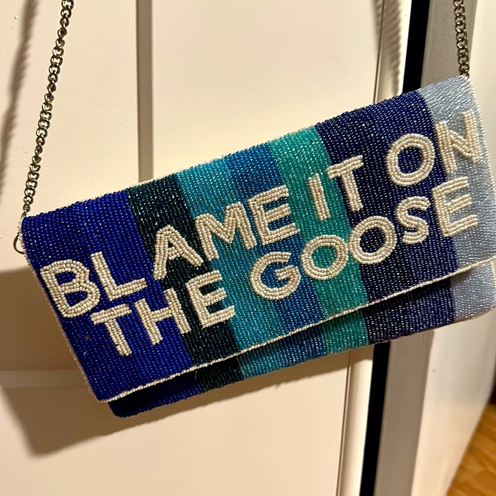 Funny boutique blame it on the goose dainty jeweled women’s designer bag